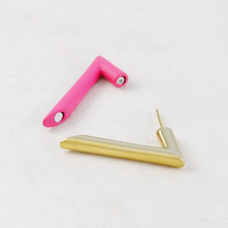 Gold Geometric Triangle Earrings By Jasper & Opal