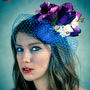 Vintage Style Floral Fascinator With Blue Veil, thumbnail 1 of 3