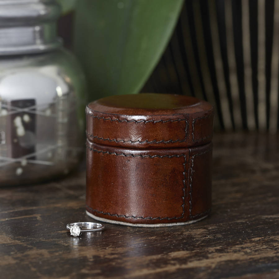 personalised round leather ring gift box by life of riley ...