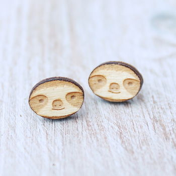 Wooden Sloth Stud Earrings, 2 of 10