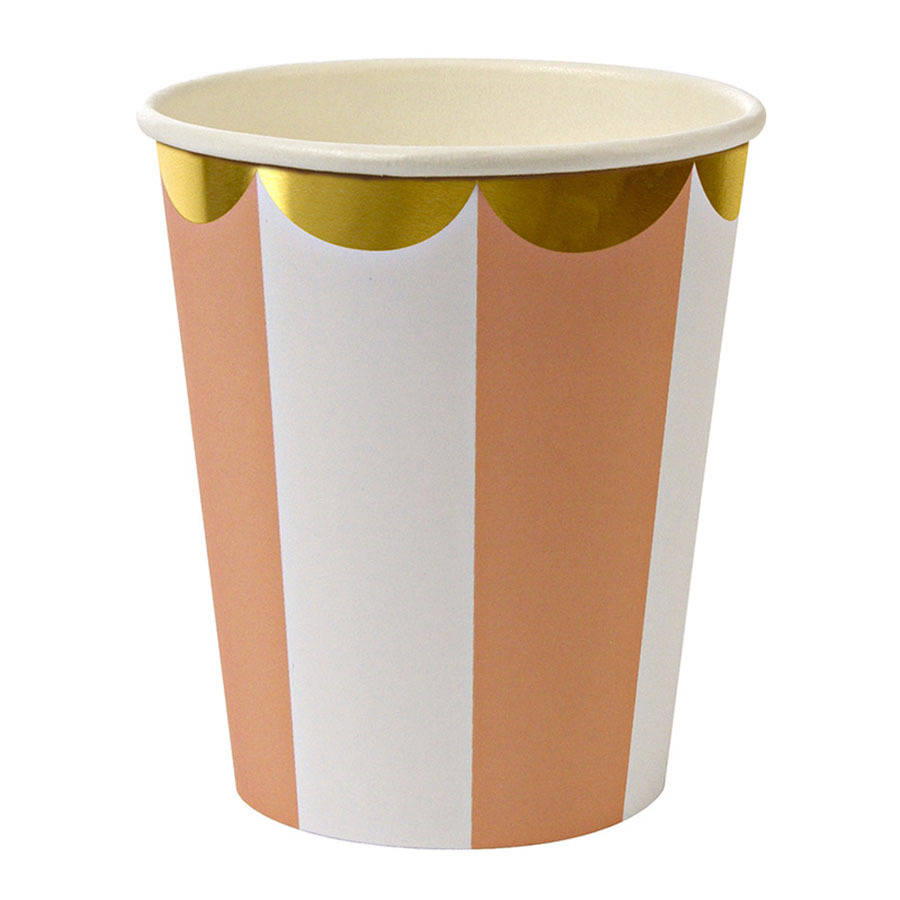 Striped Orange Paper Party Cups By Postbox Party