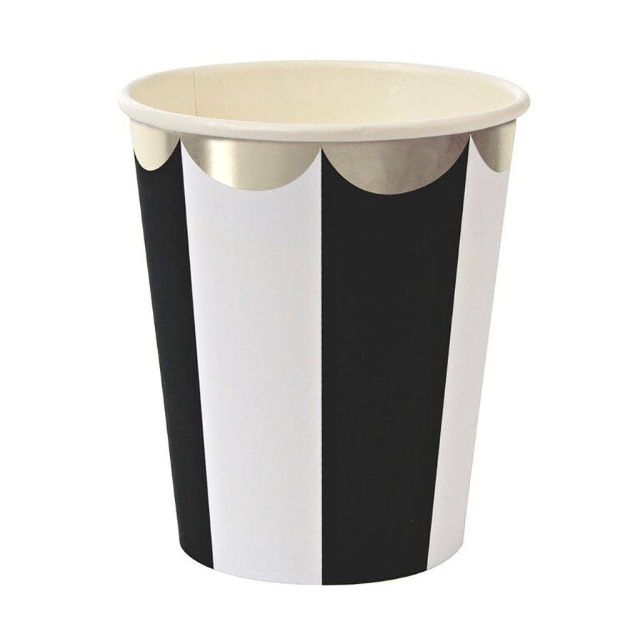 striped black paper party cups by postbox party
