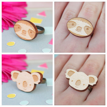 Wooden Animal Rings, A Choice Of 14 Animals, 7 of 12