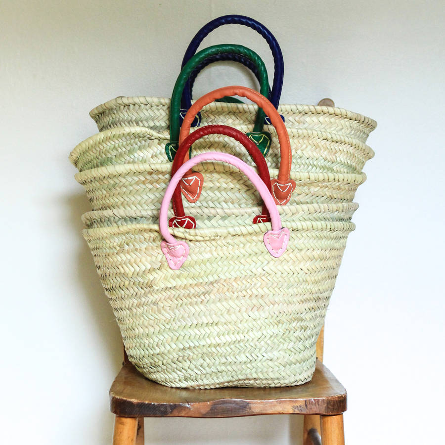 woven bag leather handles