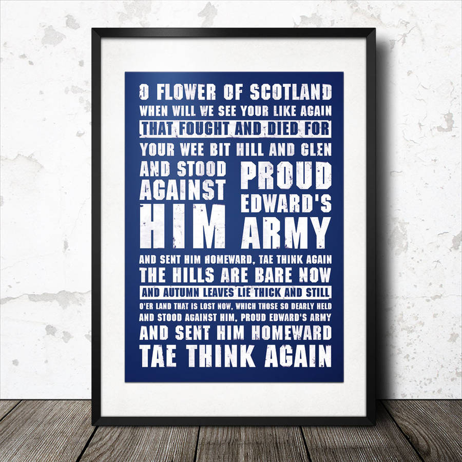 O Flower Of Scotland Rugby Song Lyrics Poster By Magik Moments Notonthehighstreet Com