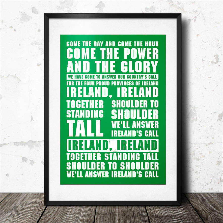 Ireland's Call Rugby Song Lyrics Poster By Magik Moments