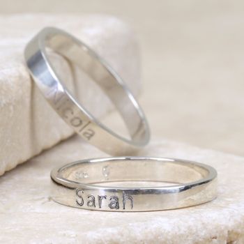 engraved sterling silver name ring by lisa angel | notonthehighstreet.com