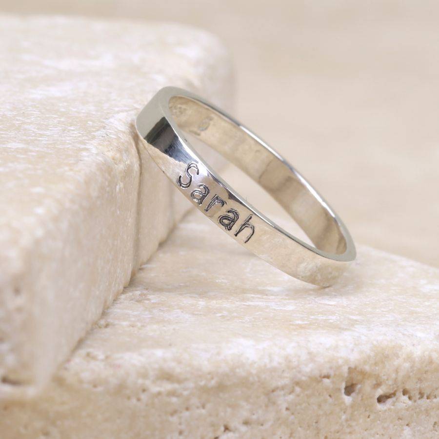engraved sterling silver name ring by lisa angel | notonthehighstreet.com