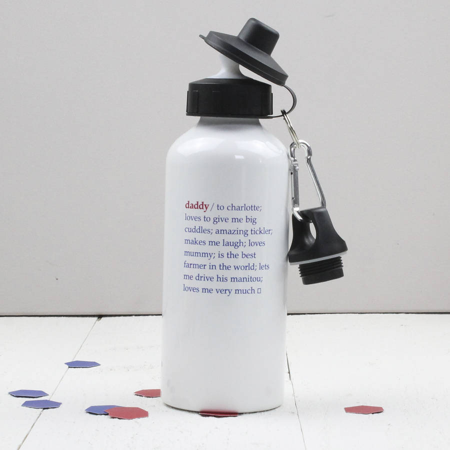 personalised daddy's dictionary definition water bottle by xoxo ...