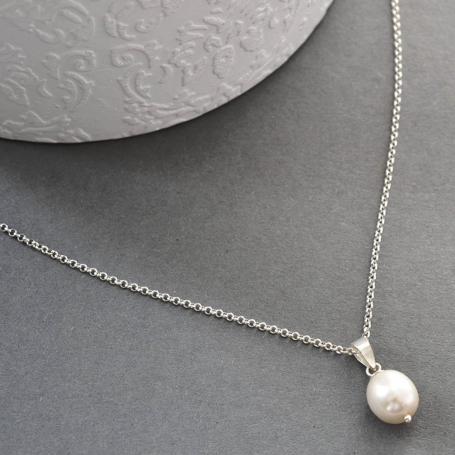 silver pear shaped pearl necklace by martha jackson sterling silver ...