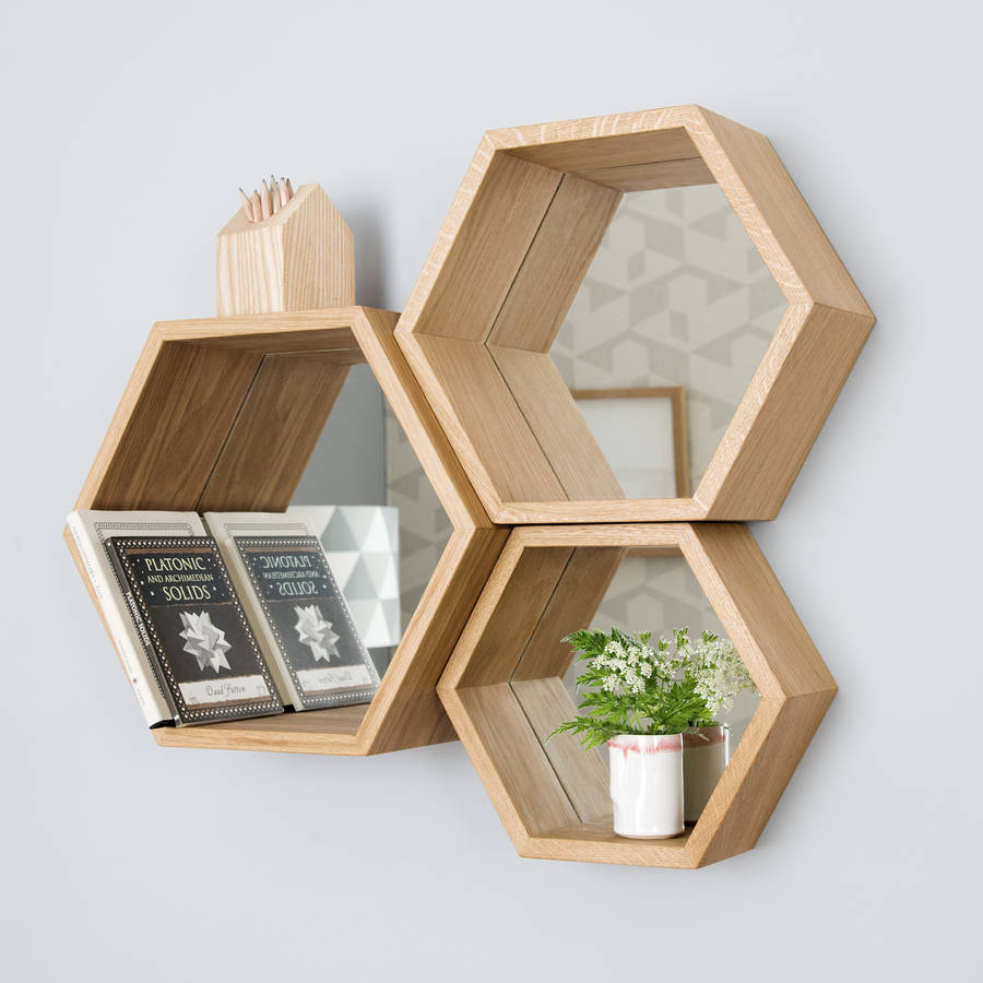 hexagon mirror shelves by james design | notonthehighstreet.com