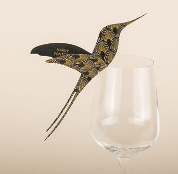 Deco Hummingbird Wine Glass Place Card, 9 of 9