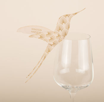 Deco Hummingbird Wine Glass Place Card, 2 of 9
