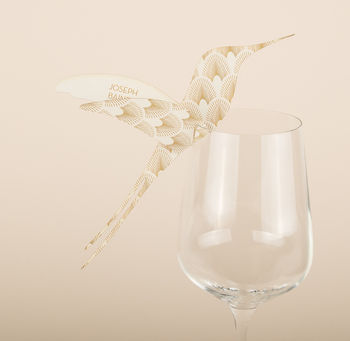 Deco Hummingbird Wine Glass Place Card, 8 of 9
