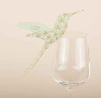 Deco Hummingbird Wine Glass Place Card, 4 of 9