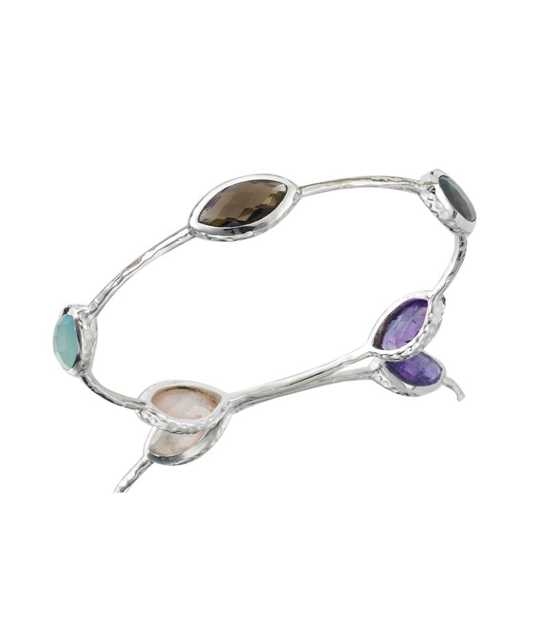 Solid Silver Bracelet With Multi Gemstones Bracelet By Amara Amara ...