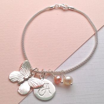 Butterfly Charm Bracelet With Birthstones, 10 of 12