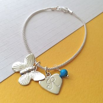 Butterfly Charm Bracelet With Birthstones, 12 of 12