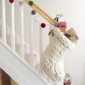 Personalised Jumbo Hand Knitted Christmas Stocking, 8 of 10