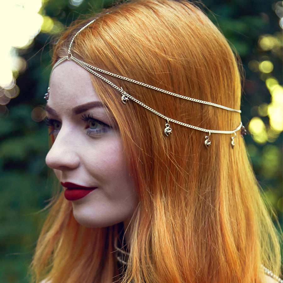 silver moon and stars head chain by stephanieverafter ...