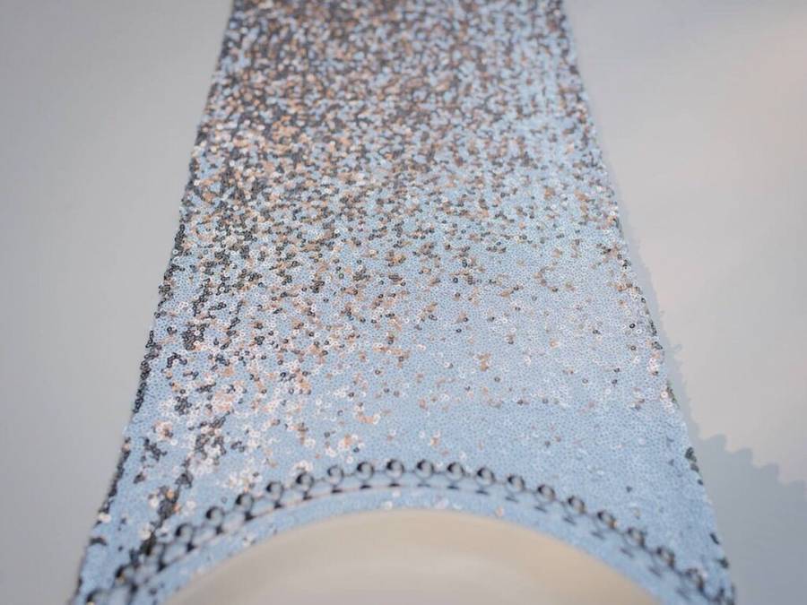 Silver Sequin Glitter Runner By Magpie Decor