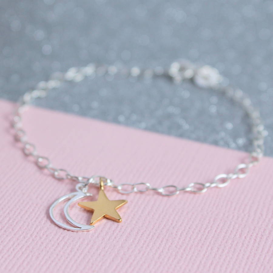 sterling silver moon and star bracelet by joy by corrine smith ...