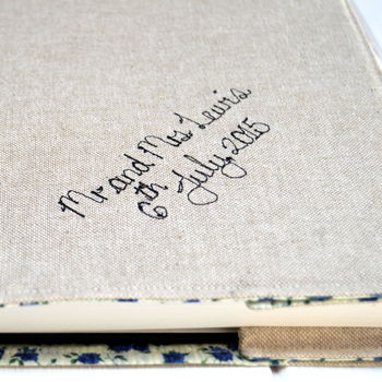 Personalised Linen Wedding Guest Book, 3 of 10