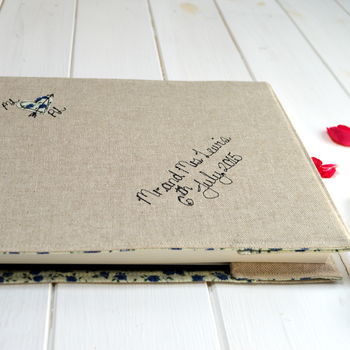 Personalised Linen Wedding Guest Book, 7 of 10