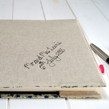 Personalised Linen Wedding Guest Book, 10 of 10