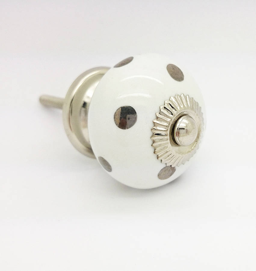 silver polka dot cupboard knob drawer door pull handle by g decor