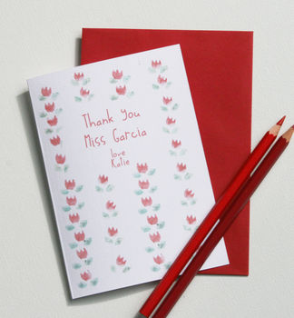 Personalised Thank You Teacher Card, With Roses, 4 of 6