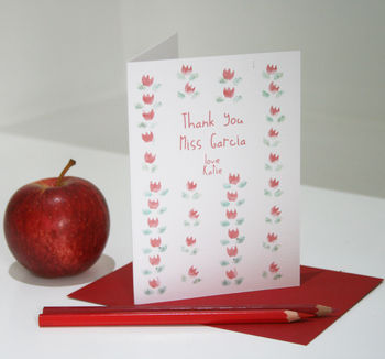 Personalised Thank You Teacher Card, With Roses, 6 of 6