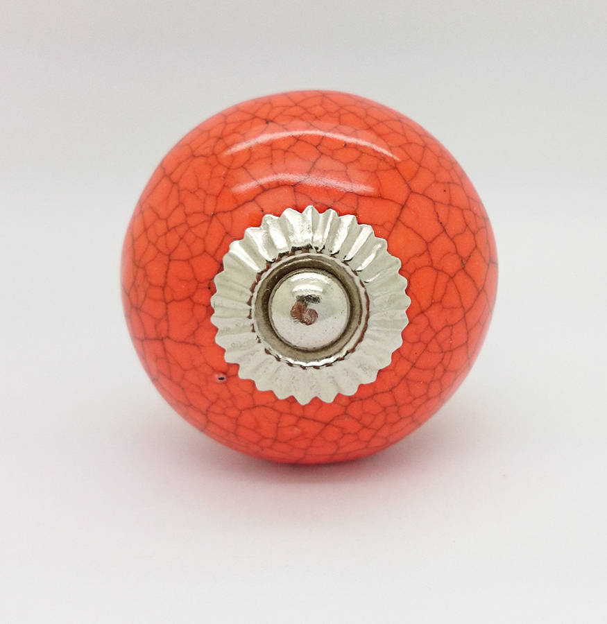 orange crackle cupboard door knob drawer handle by ceramic door knobs ...