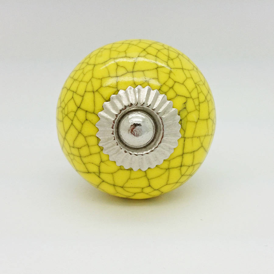 yellow crackle cupboard door knob drawer handle by ceramic door knobs