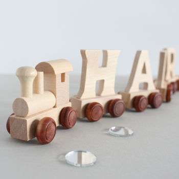 Personalised Wooden Name Train And Gift Bag, 3 of 12