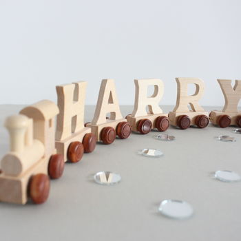 Personalised Wooden Name Train And Gift Bag, 2 of 12