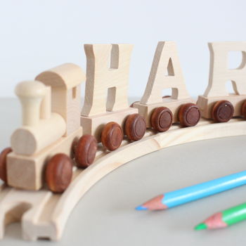 Personalised Wooden Name Train And Gift Bag, 4 of 12