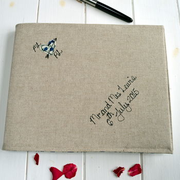 Personalised Linen Wedding Guest Book, 2 of 10