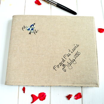 Personalised Linen Wedding Guest Book, 9 of 10