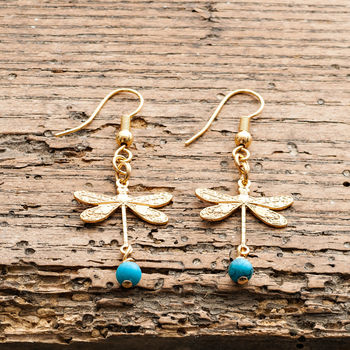 Gold Dragonfly Earrings, 2 of 4