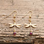 Gold Dragonfly Earrings, thumbnail 4 of 4