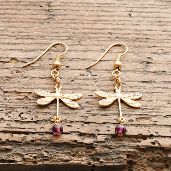 Gold Dragonfly Earrings, 4 of 4