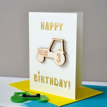 Personalised Tractor Birthday Badge Card, 2 of 5