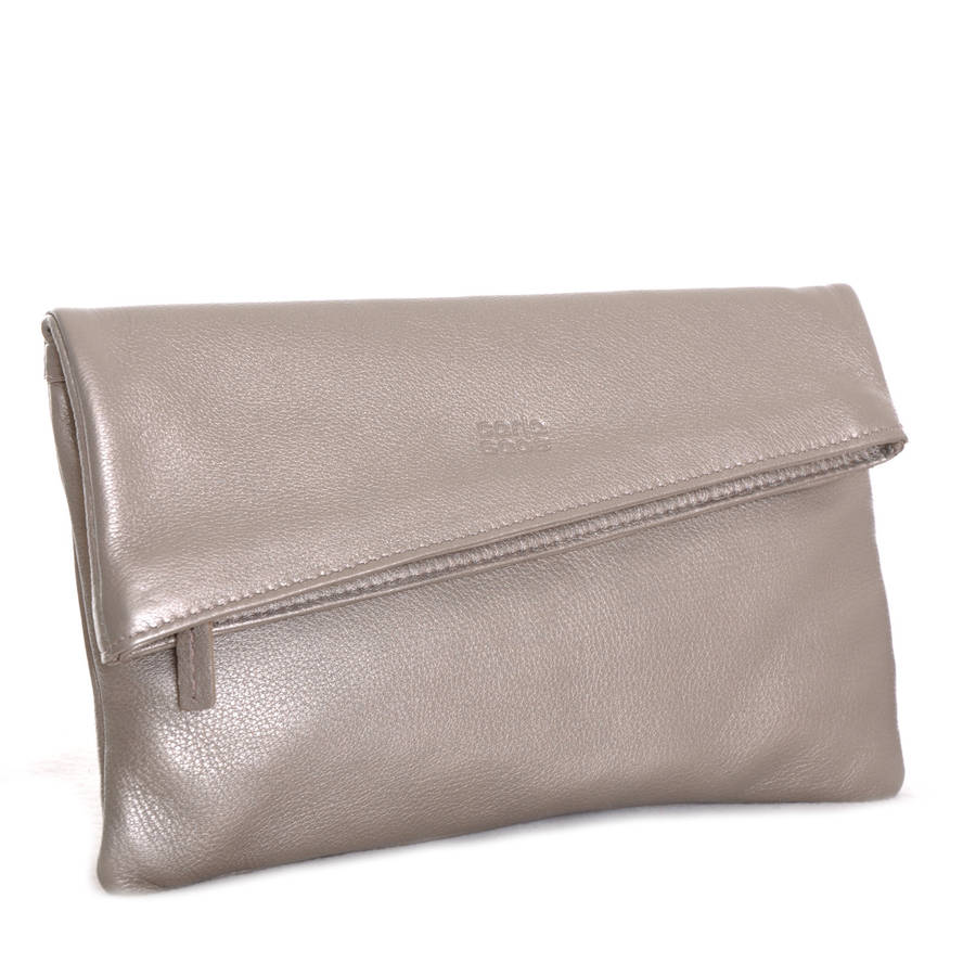 champagne leather clutch bag by vondie & will | notonthehighstreet.com