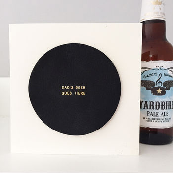 Personalised Leather Beer Mat Card, 2 of 4