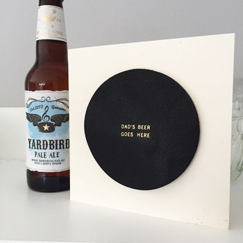 Personalised Leather Beer Mat Card, 3 of 4