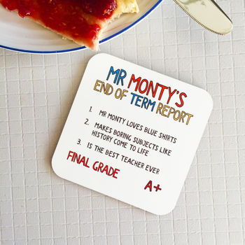 Personalised Teacher End Of Term Report Coaster, 4 of 4