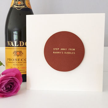 Personalised Champagne Glass Leather Coaster Card, 3 of 5