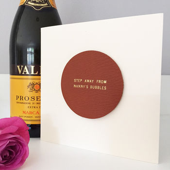 Personalised Champagne Glass Leather Coaster Card, 4 of 5