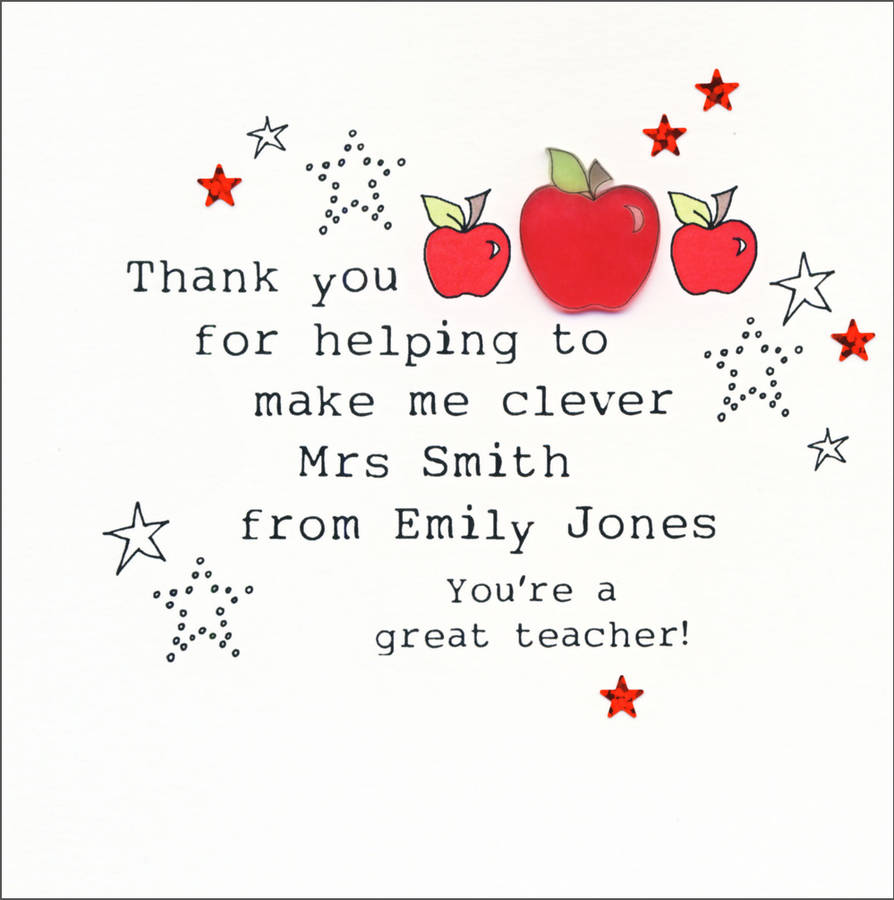 personalised handmade teacher thank you card by eggbert & daisy ...